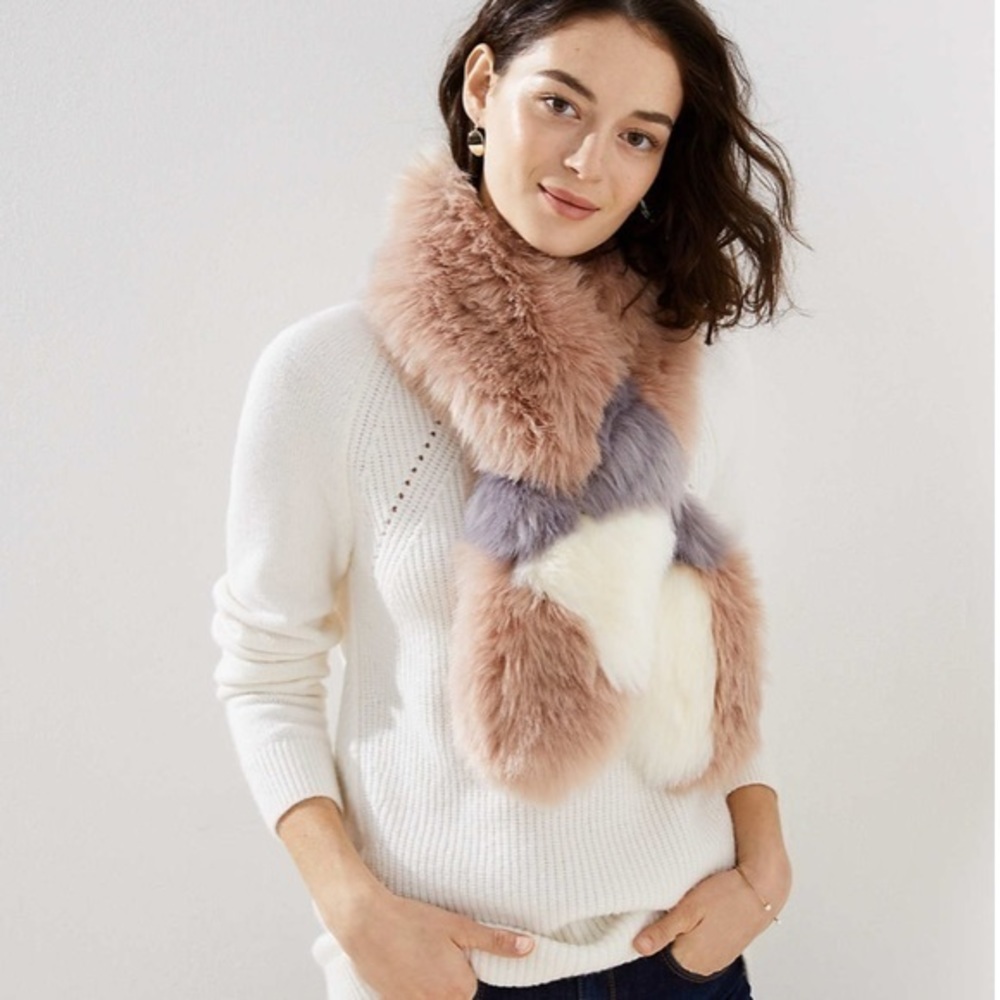 Color block faux fur scarf